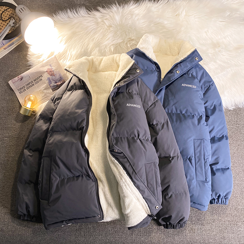 Fleece Thicken Letter Graphic Men&Women Winter Coat Unisex Oversize Parkas  Coat Warm Casual Jackets for Men and Women