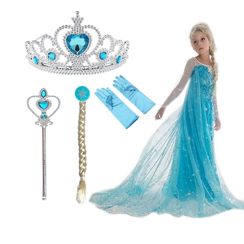 Elsa Dress Girls Summer Dress Princess Cosplay Costume Dresses For Kids  Birthday Fancy Party Vestidos Menina