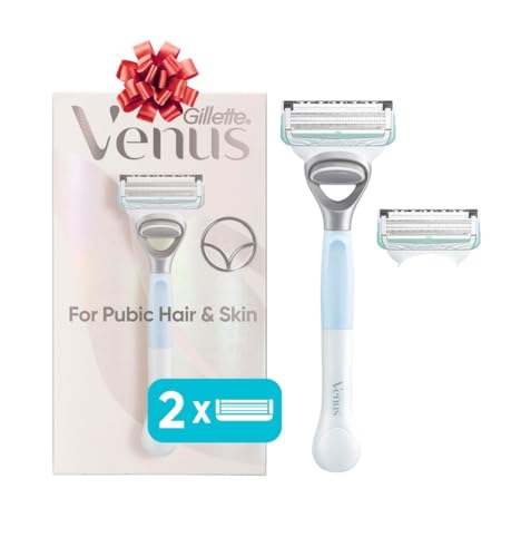 Gillette Venus Intimate Grooming Razors for Women, Bikini Razors for Women, 1 Venus Razor Bikini Trimmer, 2 Razor Blade Refills, Pink, (Package May Vary)